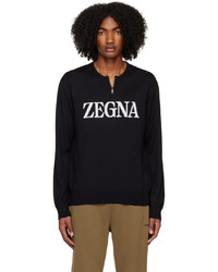 Maglione con zip nero di Zegna