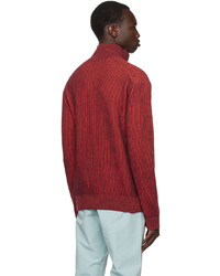 Maglione con zip rosso di Ps By Paul Smith