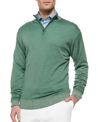 Maglione con zip verde