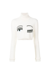 Maglione corto stampato bianco e nero di Chiara Ferragni