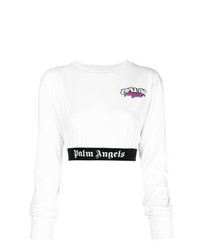 Maglione corto stampato bianco e nero di Palm Angels