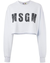 Maglione corto stampato bianco di MSGM