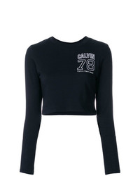 Maglione corto stampato nero e bianco di Calvin Klein Jeans