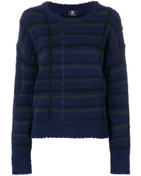 Maglione di lana a righe orizzontali blu scuro di Paul Smith