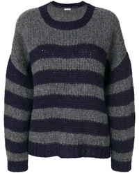 Maglione di lana a righe orizzontali grigio scuro di P.A.R.O.S.H.