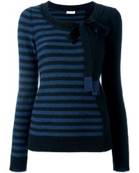 Maglione di lana a righe orizzontali nero di Sonia Rykiel