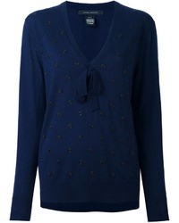 Maglione di lana decorato blu scuro di Marc Jacobs