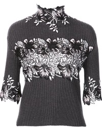 Maglione di lana decorato grigio scuro di Giambattista Valli