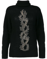 Maglione di lana decorato nero di Jo No Fui