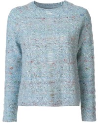 Maglione di lana lavorato a maglia azzurro di Raquel Allegra