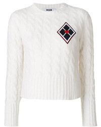 Maglione di lana lavorato a maglia bianco di MSGM