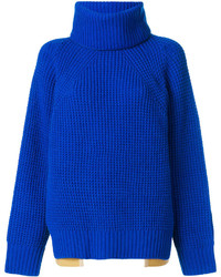 Maglione di lana lavorato a maglia blu di Sacai