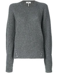 Maglione di lana lavorato a maglia grigio scuro di MSGM