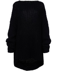Maglione di lana lavorato a maglia nero di Oscar de la Renta