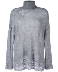 Maglione di lana ricamato grigio di Ermanno Scervino