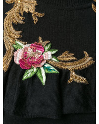 Maglione di lana ricamato nero di Alberta Ferretti