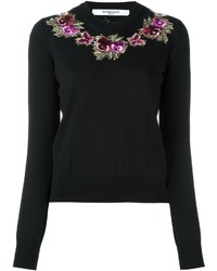 Maglione di lana ricamato nero di Givenchy