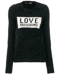 Maglione di lana stampato nero di Love Moschino