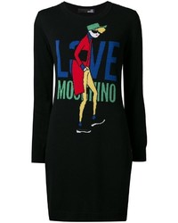 Maglione di lana stampato nero di Love Moschino
