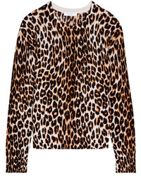 Maglione di seta leopardato beige