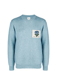 Maglione girocollo a fiori azzurro di Kent & Curwen