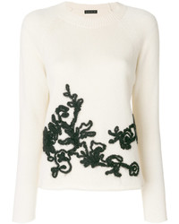 Maglione girocollo a fiori bianco di Etro