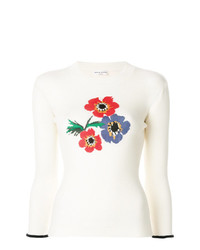 Maglione girocollo a fiori bianco di Sonia Rykiel