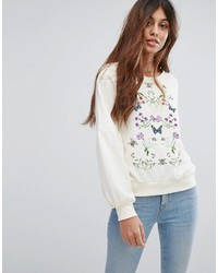 Maglione girocollo a fiori bianco di Vero Moda