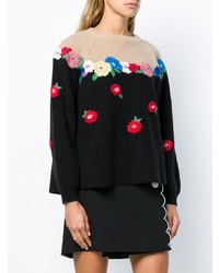 Maglione girocollo a fiori nero di Vivetta