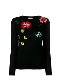 Maglione girocollo a fiori nero di Sonia Rykiel