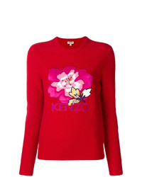 Maglione girocollo a fiori rosso di Kenzo