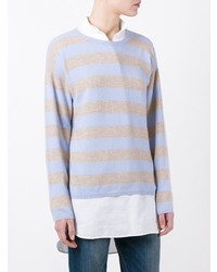 Maglione girocollo a righe orizzontali azzurro di Chinti & Parker