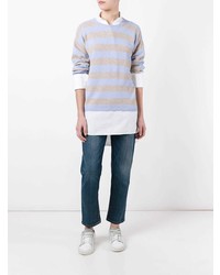 Maglione girocollo a righe orizzontali azzurro di Chinti & Parker
