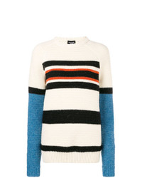 Maglione girocollo a righe orizzontali beige di Calvin Klein 205W39nyc