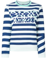 Maglione girocollo a righe orizzontali bianco e blu di Kenzo