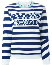 Maglione girocollo a righe orizzontali bianco e blu di Kenzo
