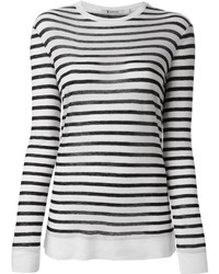 Maglione girocollo a righe orizzontali bianco e nero di Alexander Wang