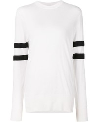 Maglione girocollo a righe orizzontali bianco e nero di Alexander Wang