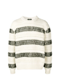 Maglione girocollo a righe orizzontali bianco e nero di Calvin Klein 205W39nyc