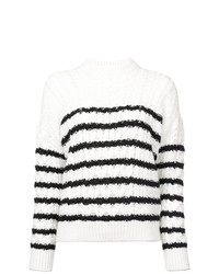 Maglione girocollo a righe orizzontali bianco e nero di Loewe