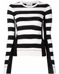 Maglione girocollo a righe orizzontali bianco e nero di Sonia Rykiel