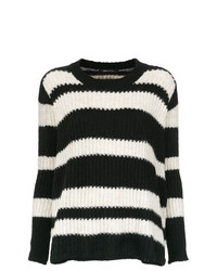 Maglione girocollo a righe orizzontali bianco e nero di Uma Raquel Davidowicz