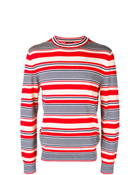 Maglione girocollo a righe orizzontali bianco e rosso e blu scuro di A.P.C.