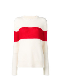 Maglione girocollo a righe orizzontali bianco e rosso di Calvin Klein