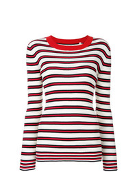 Maglione girocollo a righe orizzontali bianco e rosso di Chinti & Parker