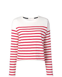 Maglione girocollo a righe orizzontali bianco e rosso di Rag & Bone