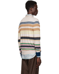 Maglione girocollo a righe orizzontali bianco di Paul Smith
