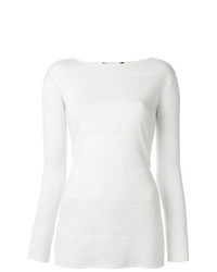 Maglione girocollo a righe orizzontali bianco di Ralph Lauren