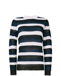 Maglione girocollo a righe orizzontali blu scuro e bianco di Sonia Rykiel