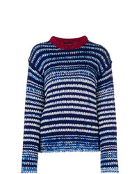 Maglione girocollo a righe orizzontali blu scuro di Calvin Klein 205W39nyc